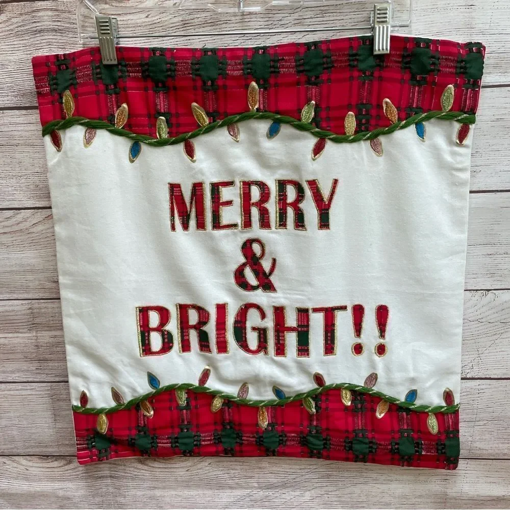 NEW WITH TAGS TWO RIZZY HOME MERRY AND BRIGHT‎ CHRISTMAS PILLOW COVERS
